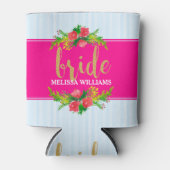 Bride-Gold-Text, Blumenstrauß auf heiß rosa & blau Dosenkühler (Vorderseite)