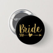 Bride | Golden-Glitzer Button (Vorne & Hinten)