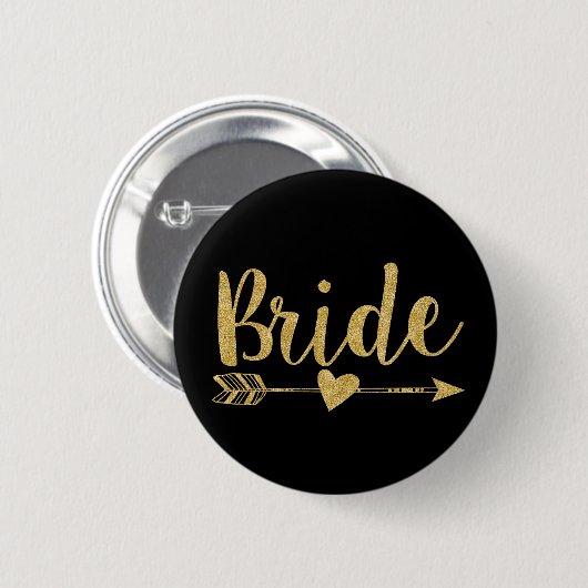 Bride | Golden-Glitzer Button (Vorne & Hinten)
