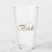 Bride, goldene Drehbuch eleganten chic Clear Trink Glas (Rückseite)