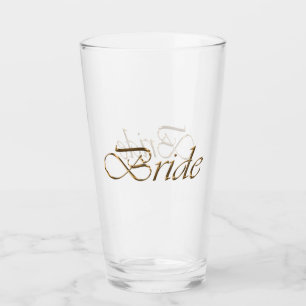 Bride, goldene Drehbuch eleganten chic Clear Trink Glas