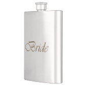 Bride, goldene Drehbuchschrift, eleganter Junggese Flachmann (Links)