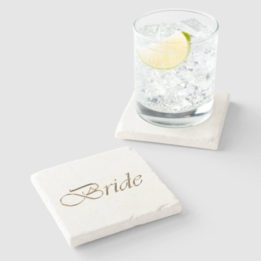 Bride, Goldene Schrift, eleganter Chic Steinuntersetzer (Seitenansicht)