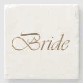 Bride, Goldene Schrift, eleganter Chic Steinuntersetzer (Vorderseite)