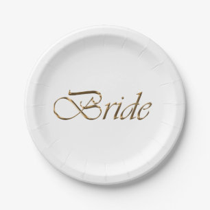Bride, goldenes Drehbuch, elegantes Brautparty Pappteller