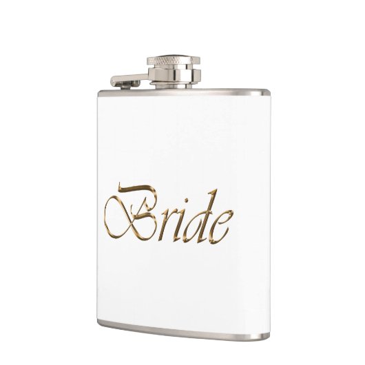 Bride, goldenes Drehbuch elegantes Weiß Flachmann (Links)