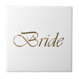 Bride, goldenes Drehbuch elegantes Weiß Fliese