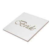 Bride, goldenes Drehbuch elegantes Weiß Fliese (Seite)