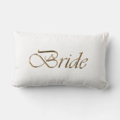 Bride, goldenes Drehbuch elegantes Weiß Lendenkissen (Rückseite)