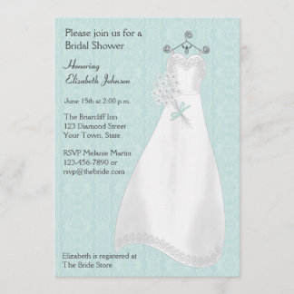 Bride Gown, Blue Lace-Look Einladung