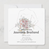 Bride Gown mit floral Bouquet Brautparty Save The Date (Vorderseite)