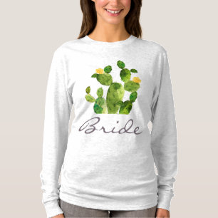 BRIDE GREEN WATERCOLOR DESERT CACTUS BLUME T-Shirt