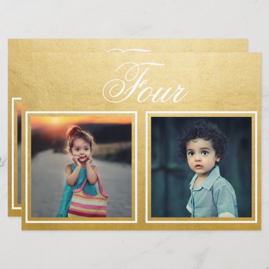 Bride Groom Age Elegante klassische Gold Tischnumm Einladung (Vorne/Hinten)