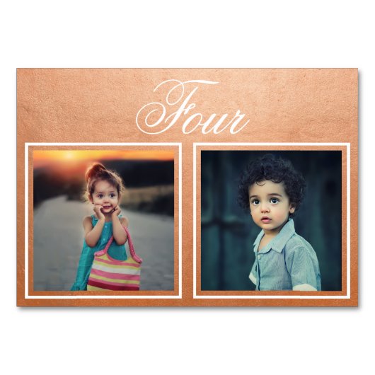 Bride Groom Age Elegante Rose Gold Tischnummer (Vorderseite)