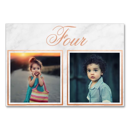 Bride Groom Age Rose Gold Marmor Tischnummer (Rückseite)