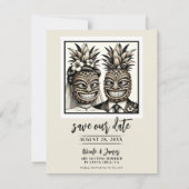Bride & Groom Aloha Ananas Tiki Save the Date Einladung (Vorderseite)