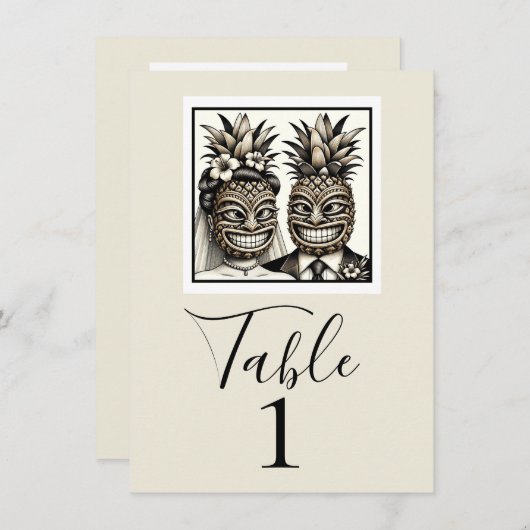 Bride & Groom Aloha Ananas Tiki Tischnummer (Vorne/Hinten)