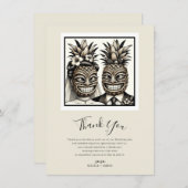 Bride & Groom Aloha Pineaple Tiki Vielen Dank Einladung (Vorne/Hinten)