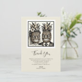 Bride & Groom Aloha Pineaple Tiki Vielen Dank Einladung (Stehend Vorderseite)