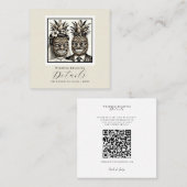 Bride & Groom Aloha Pineaple Tiki Wedding Details Quadratische Visitenkarte (Vorne/Hinten)