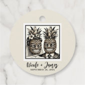 Bride & Groom Aloha Pineaple Tiki Wedding Geschenkanhänger (Rückseite)