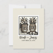 Bride & Groom Aloha Pineaple Tiki Wedding RSVP Einladung (Rückseite)