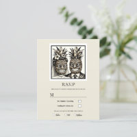 Bride & Groom Aloha Pineaple Tiki Wedding RSVP