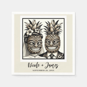 Bride & Groom Aloha Pineaple Tiki Wedding Serviette