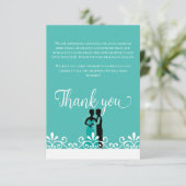 Bride Groom Aquamarin White Elegant Wedding Vielen Dankeskarte (Stehend Vorderseite)