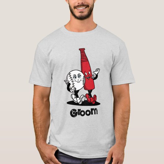 Bride Groom Baseball & Bat Funny T-Shirt (Vorderseite)