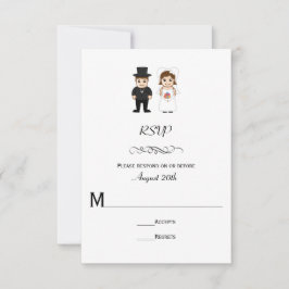 Bride & Groom Black Stripes - Hochzeitsrabatt RSVP Karte