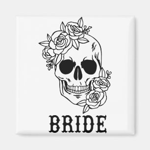 Bride Groom Bloral Skull Halloween Bachelo Magnet