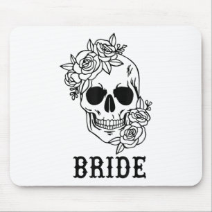 Bride Groom Bloral Skull Halloween Bachelo Mousepad