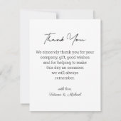 bride & groom budget thank you wedding mitteilungskarte (Rückseite)