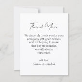 bride & groom budget thank you wedding mitteilungskarte (Rückseite)