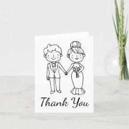 Bride Groom Cartoon Vintage Wedding Vielen Dank Dankeskarte