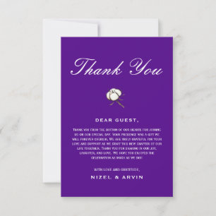 Bride Groom Cotton Lila Plum Elegante Hochzeit Dankeskarte