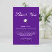 Bride Groom Cotton Lila Plum Elegante Hochzeit Dankeskarte (Stehend Vorderseite)