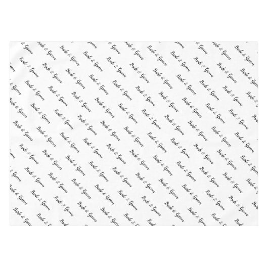 Bride Groom Diagonal Typografie Tischdecke (Vorderseite (Horizontal))