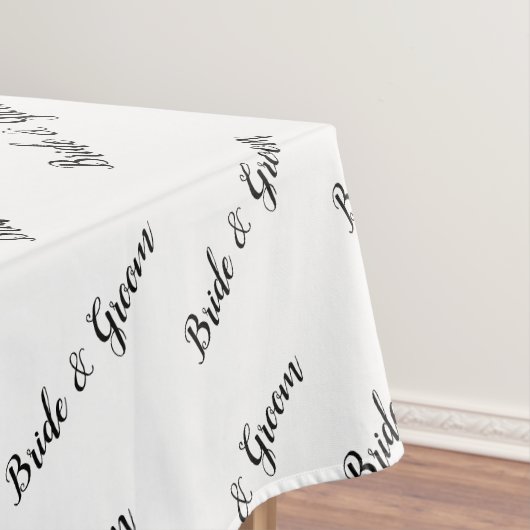 Bride Groom Diagonal Typografie Tischdecke (Beispiel)