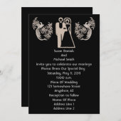 Bride Groom Doves Black Wedding Einladung (Vorne/Hinten)