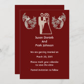 Bride Groom Doves Brown Wedding rettet das Datum Einladung (Vorne/Hinten)