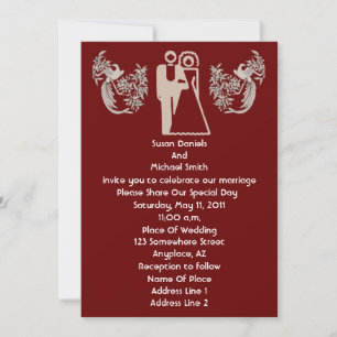 Bride Groom Doves Brown Wedite Einladung