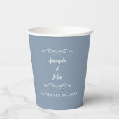 Bride Groom Elegant Wedding Empfang Dusty Blue Pappbecher (Rückseite)