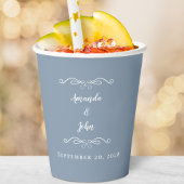 Bride Groom Elegant Wedding Empfang Dusty Blue Pappbecher