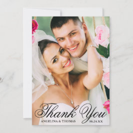 Bride & Groom Elegante Hochzeit Vielen Dank Foto Dankeskarte