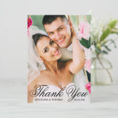 Bride & Groom Elegante Hochzeit Vielen Dank Foto Dankeskarte (Stehend Vorderseite)