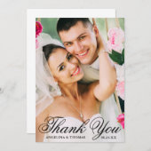 Bride & Groom Elegante Hochzeit Vielen Dank Foto Dankeskarte (Vorne/Hinten)