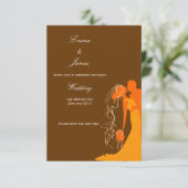 Bride & Groom Embrace Orange - Save the Date Einladung (Stehend Vorderseite)