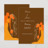 Bride & Groom Embrace Orange - Save the Date Einladung (Vorne/Hinten)